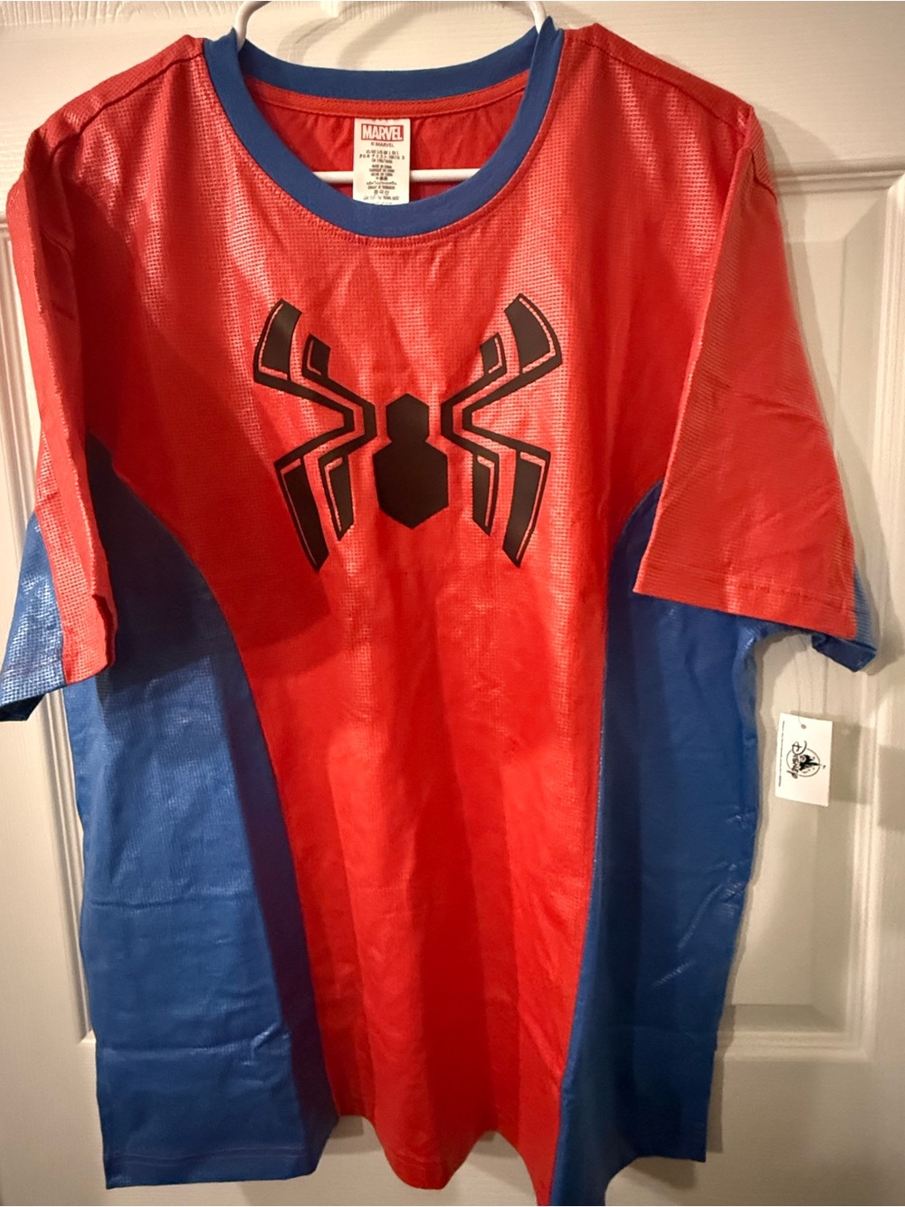 Marvel Spider-Man Shirt Adult Large Red Blue Costume Style Disney Parks NWT